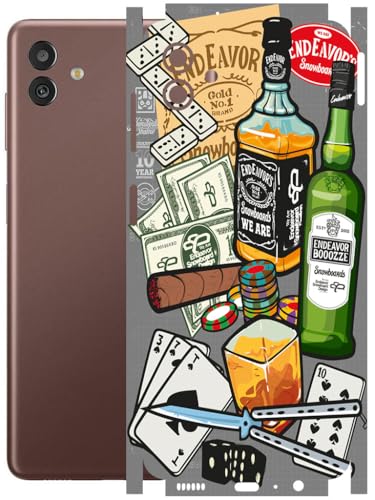 Image of AtOdds - Full Body Back Screen Guard Protector Film - Lamination Wrap Skin Sticker Compatible with Samsung Galaxy M13 (5G) | Scratchproof Matte Finish (Wine Graffiti)