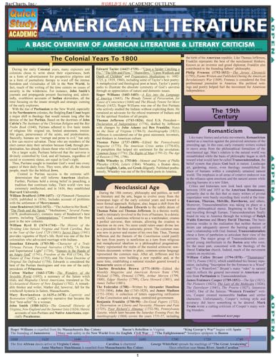 American Literature (Quickstudy Reference Guides - Academic)