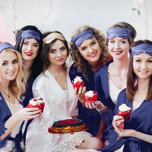 Coume Set of 6 Bride Bridesmaid Robes with Lace Trim Bridal Party Matron Maid of Honor Robes Silk Satin Gown for Wedding4