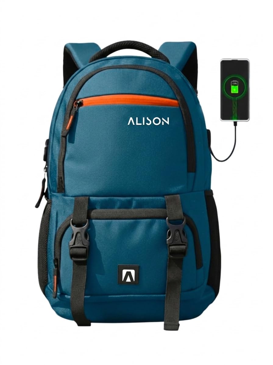 alison Travel Laptop Backpack with Multiple Pockets and Compartments for 15.6 inch Laptop, Water Resistant, Spacious with Padded Shoulder Straps, Black | for 15.6 inch Laptop-picture-6