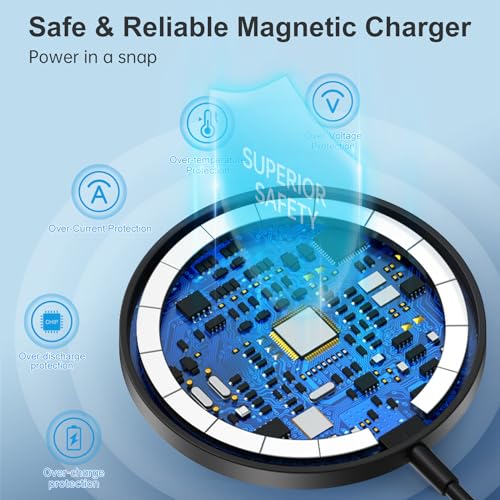 Image of Magnetic Wireless Charger for iPhone 17-12 Series + Aluminum Charger Stand | Mag Charger+20W USB C Adapter, Fast Wireless Charging Stand /Pad with 5ft USB-C Cable for iPhone 17 /16 /15 /14 /13 /12, Airpod Pro