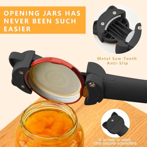 Retractable Jar Opener for Seniors with Arthritis & Weak Hands – Non-Slip 4-in-1 Bottle Can Opener, Effortlessly Opens Stubborn Jars, Beer Caps, and Ring-Pull Cans,Kitchen Essential