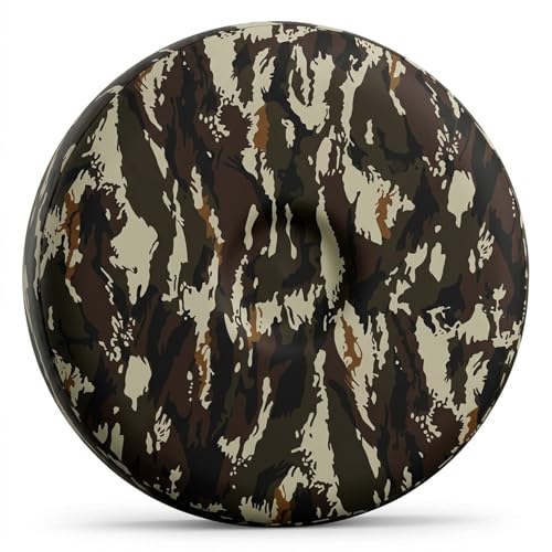 Image of Spare Tire Cover 13 Inch-Thick Waterproof PVC,Fits 155 /80R13 165 /70R13 175 /80R13 185 /70R13 Tires,UV Resistant for RV SUV Trailer Camper Boat Trailer,Snug Fit Elasticized Back Hem,Camo