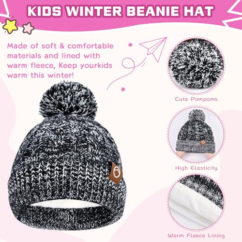 Image of ZOORON Kids Winter Hat Gloves Scarf Set, Girls Boys Hats Beanie with Pom