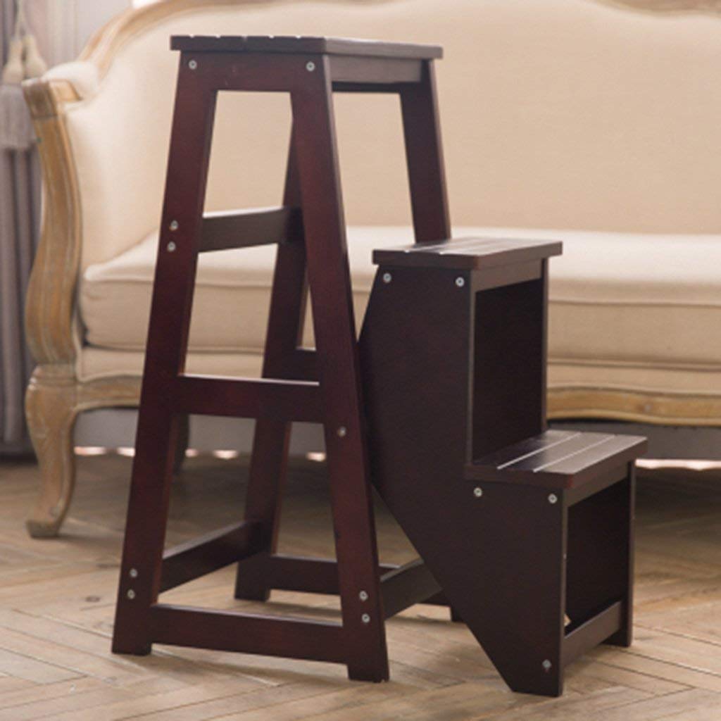 Cxvhsertwr Dark Walnut Ladders For Home, Outdoor Home Dual-Purpose Step Stool(Dark Walnut)