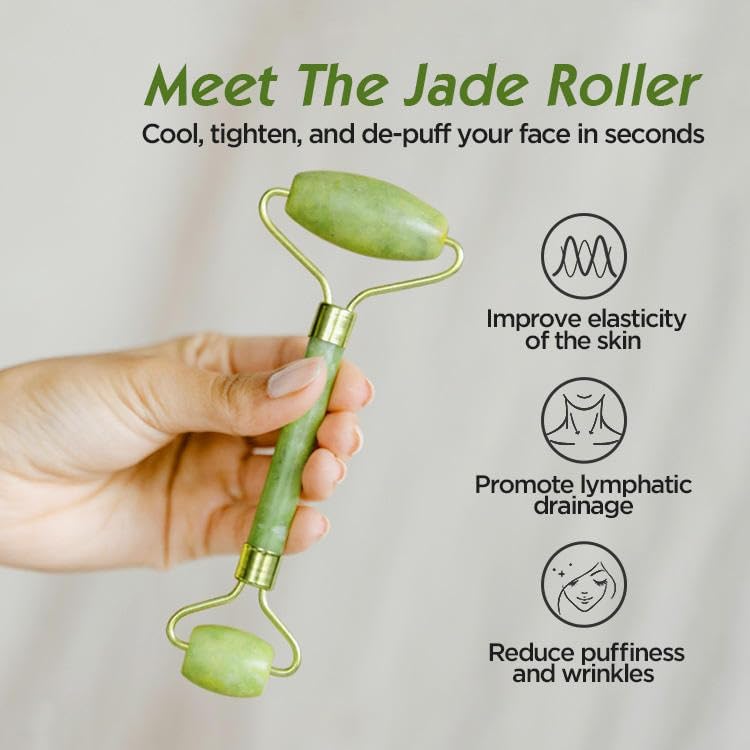 C2SK Facial Massager Jade Roller & Gua Sha Tool | Natural Stone for Face & Neck | Anti-Aging Skin Care, Wrinkle Reducer & Serum Absorption Tool 1