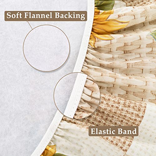 UMINEUX Round Fitted Vinyl Tablecloth with Elastic Edged & Flannel Backing, Waterproof Wipeable Round Table Cover for Indoor Outdoor Patio Use - Fits Tables up to 45" - 56" Diameter(Sunflower) by UMINEUX - Image 4