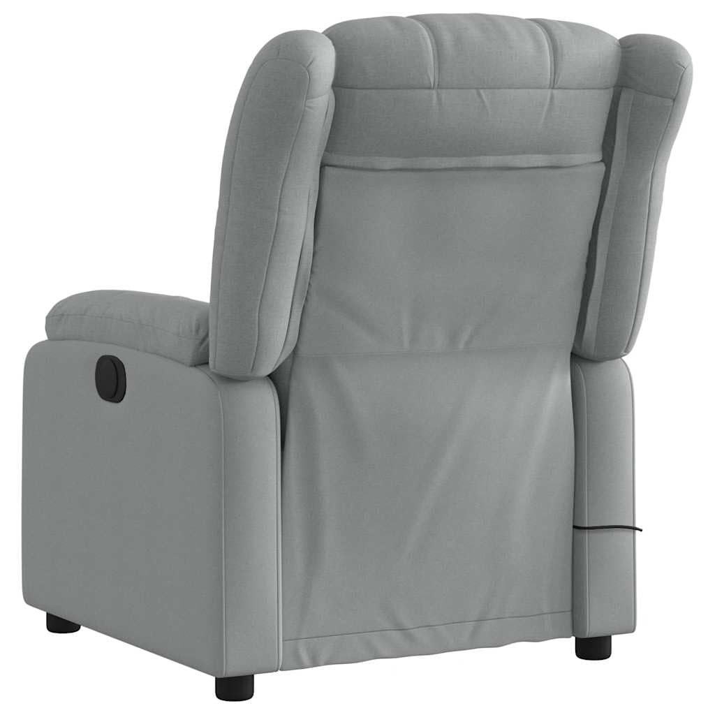 Sillón Reclinable de Masaje Eléctrico, Silla con Respaldo, Sillón Orejero Ajustable, Tela Gris Claro
