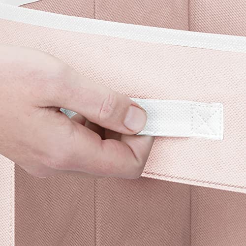 Mdesign Fabric Nursery/Playroom Closet Storage Organizer Bin Box With Front Handle/Window For Cube Furniture Shelving Units, Hold Toys, Clothes, Diapers, Bibs, Jane Collection, 4 Pack - Lt. Pink/White #TOP2