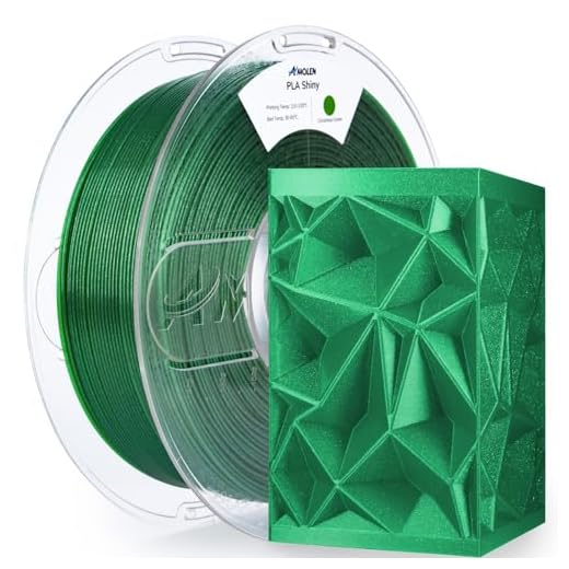 AMOLEN Shiny 3D Printer PLA Filament, Sparkle PLA Filament 1.75mm Shining Glitter 3D Printing PLA Filament for Most FDM 3D Printer, Dimensional Accuracy +/- 0.02mm, 1kg Spool(2.2lbs), Christmas Green