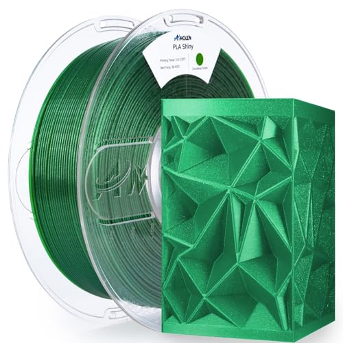 Image of AMOLEN Shiny 3D Printer PLA Filament, Sparkle PLA Filament 1.75mm Shining Glitter 3D Printing PLA Filament for Most FDM 3D Printer, Dimensional Accuracy + /- 0.02mm, 1kg Spool(2.2lbs), Christmas Green