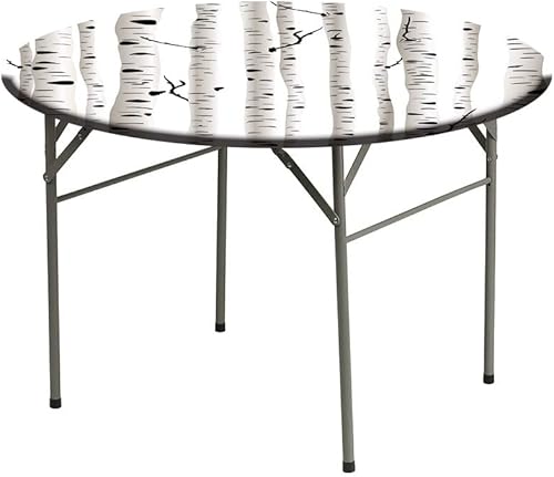 Miniatura 3 de JUNTAIY Mantel redondo, mantel de árbol de abedul para mesa auxiliar, bosque estacional, naturaleza, ramas sin hojas, se adapta a mesas redondas de