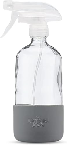 Botellas pulverizadoras de vidrio de 16 onzas con funda de silicona, botellas de vidrio transparente para soluciones de limpieza, aceites