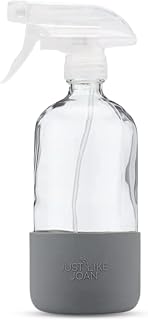Glass Spray Bottles for Cleaning Solutions Empty 16 oz Clear Spray Bottle with Silicone Sleeve Steel Gray Essential Oils Plants Misting Durable Refillable Reusable Container Food Safe
