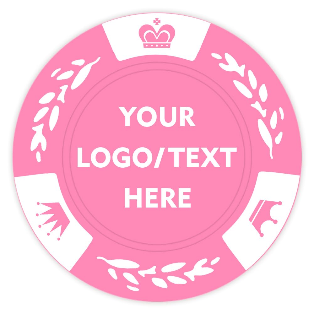 MARRILYTON 100PCS Personalized Game Chips, Put Your Logo and Text on Chips, Custom Plastic Tokens for Party, Bar, Golf Ball Markers, Business Cards (Pink)