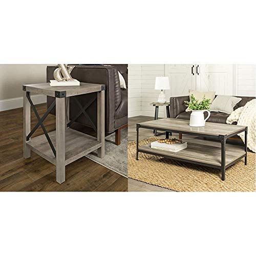 Walker Edison Furniture Company Rustic Modern Farmhouse Metal and Wood