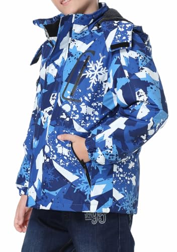 Image of Kid's Ski Jacket Waterproof Winter Coat Boy's and Girl's Fleece Snowboarding Jackets with Detachable Hood