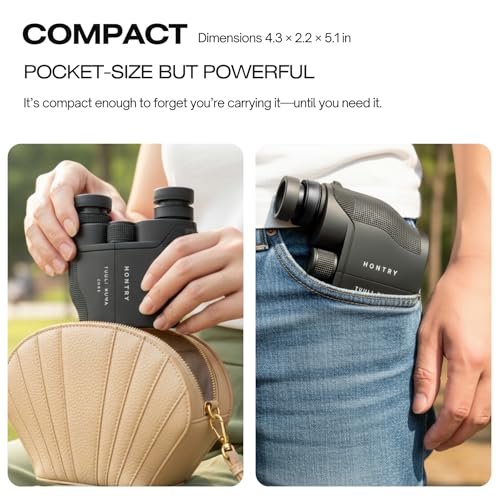 Image of Hontry Binoculars for Adults and Kids, 12x25 Compact Binoculars for Bird Watching, Travel, Concerts, Hunting and Crusie Ship