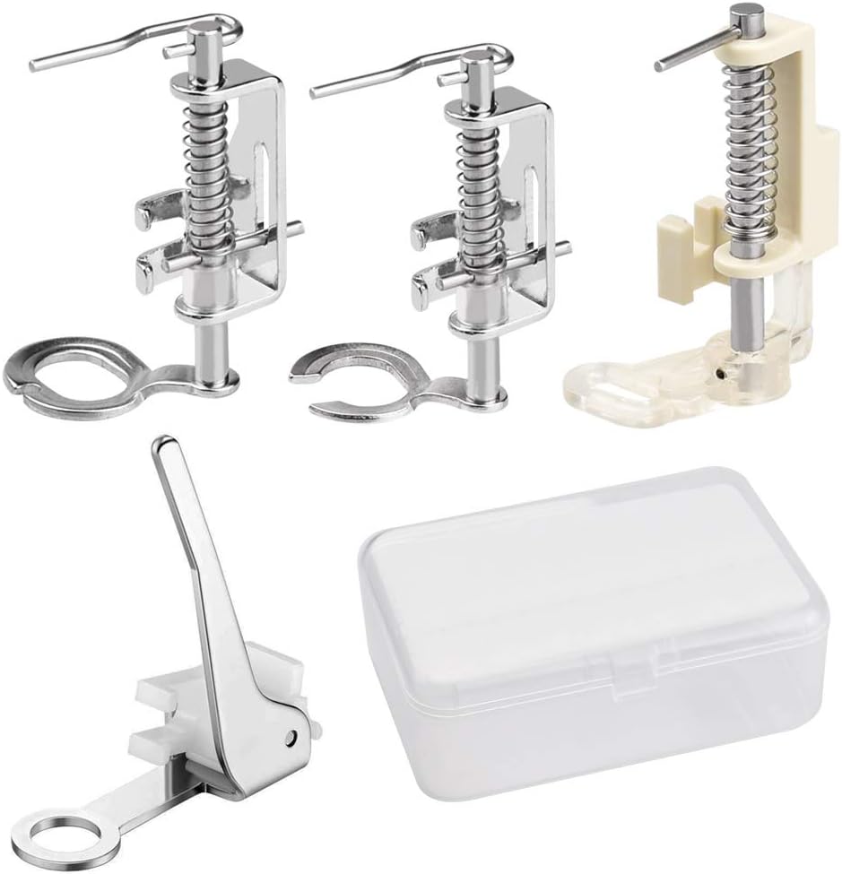 TANCUDER 4 Pcs Presser Feet Sewing Machine Presser Foot Set Metal Darning Presser Feet Holder Presser Feet Spare Parts Accessories for Low-Shank Household Sewing Machines,Singer/Brother/Janome