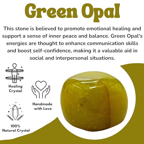 Image of Green Opal Crystal Healing Tumbled Stone, Natural Polished Crystals for DIY Crafts, Manifestation, Meditation, Pooja Feng Shui and Reiki Healing (30 Grams)