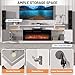 IDEALHOUSE 70'' Fireplace TV Stand with 36'' Firplace, 2 Tier TV Console Cabinet with Storage Cabinet, Entertainment Center, Electric Fireplace Heater with 12 Frame and LED Light Colors, White
