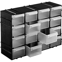 Kigima Sortierbox 22x15x8cm 16 Fächer Schwarz – Praktisches Kleinteilemagazin aus Plastik – Sortimentskasten für Wandmontage geeignet – ideal als Werkstatt Organizer, oder Ergänzung für Normteilwand