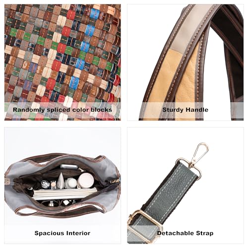 Women's Mosaic Tote Bag Genuine Leather Purses For Women Handwoven With Unique Design Stylish & Colorful Shoulder Bag2
