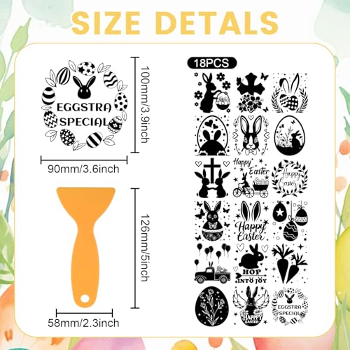 GLOBLELAND 18 Sheets Easter Bunny Eggs Rub on Transfer 3.9x3.6inch Rabbit Garland Carrot Home Decals Flower Leaves Cup Transfer Decals for Furniture Vase Glass Art Crafts Decorations - Image 2