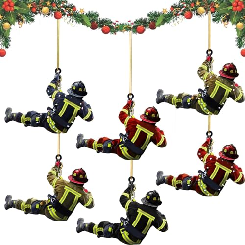 MaiLence Weihnachtsschmuck Feuerwehrmann 6 Stück, Acryl Weihnachten...