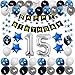 15th Birthday Decorations for Men Women Boy Girl,Blue Black Birthday Party Supplies with 15 Silver Number Balloon Happy Birthday Banner for 15th and 51st Birthday Party