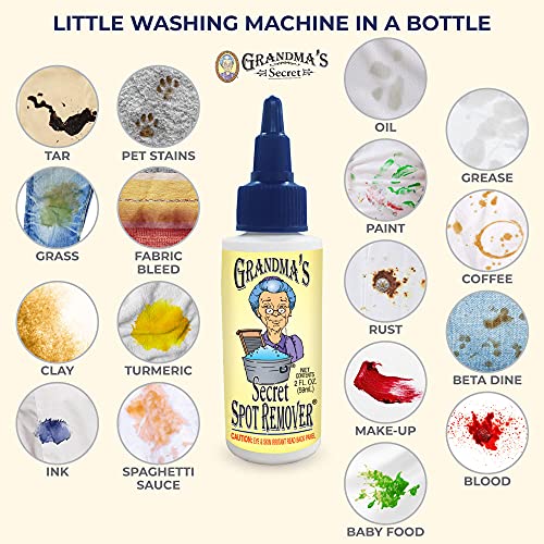 Grandma's Secret Spot Remover - Chlorine, Bleach And Toxin-Free Stain Remover - Stain Remover For Clothes - Fabric Stain Remover Removes Oil, Paint, Blood And Pet Stains – Pack Of 3 #TOP3