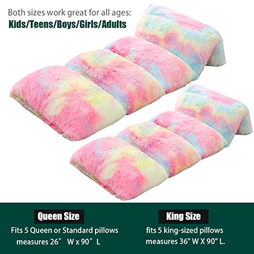 Mengersi Velvet Floor Pillows,Faux Fur Tie Dye Pillow Bed Floor Lounger Cover,Sleeping Mat For Girls Teen Toddler,Pillow Lounger For Reading Playing Games Party,Requires 5 Pillows(King,Pink) #TOP3