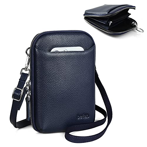 Image of befen Genuine Leather Crossbody Cell Phone Purse for Women, Small Zip Around RFID Blocking Crossbody Wallet Bags