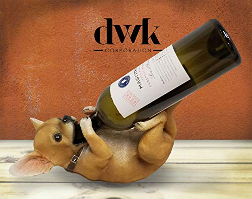 Dwk "Tiny Tippler Chihuahua Decorative Table Top Wine Bottle Holder | Home Bar Decor | Wine Accessories For A Wine Bar | Kitchen Organization | Great Gifts For Her - 11.5" #TOP6