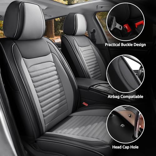 Image of Car Seat Covers Fit for WRX 2015-2025(BlackGrey,Full Set) | Full Coverage Car Seat Covers Sets,Breathable Anti-Slip Waterproof All-Weather Seats Protectors