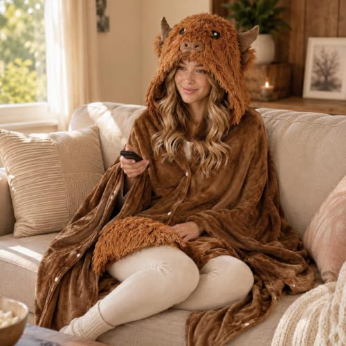 Image of Halloween Animal Hooded Blanket Cape Plush Costume Inspired Wearable