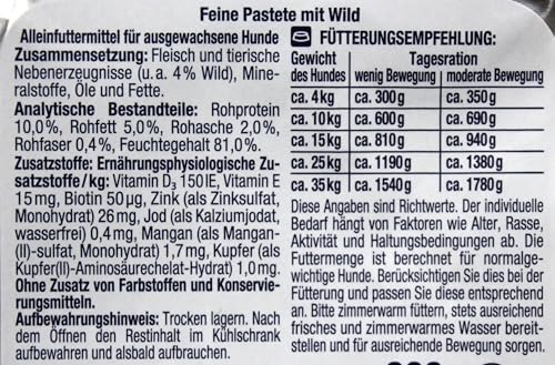 Herzstücke Feine Pastete mit Wild Hundefutter, 20er Pack (20 x 300g)