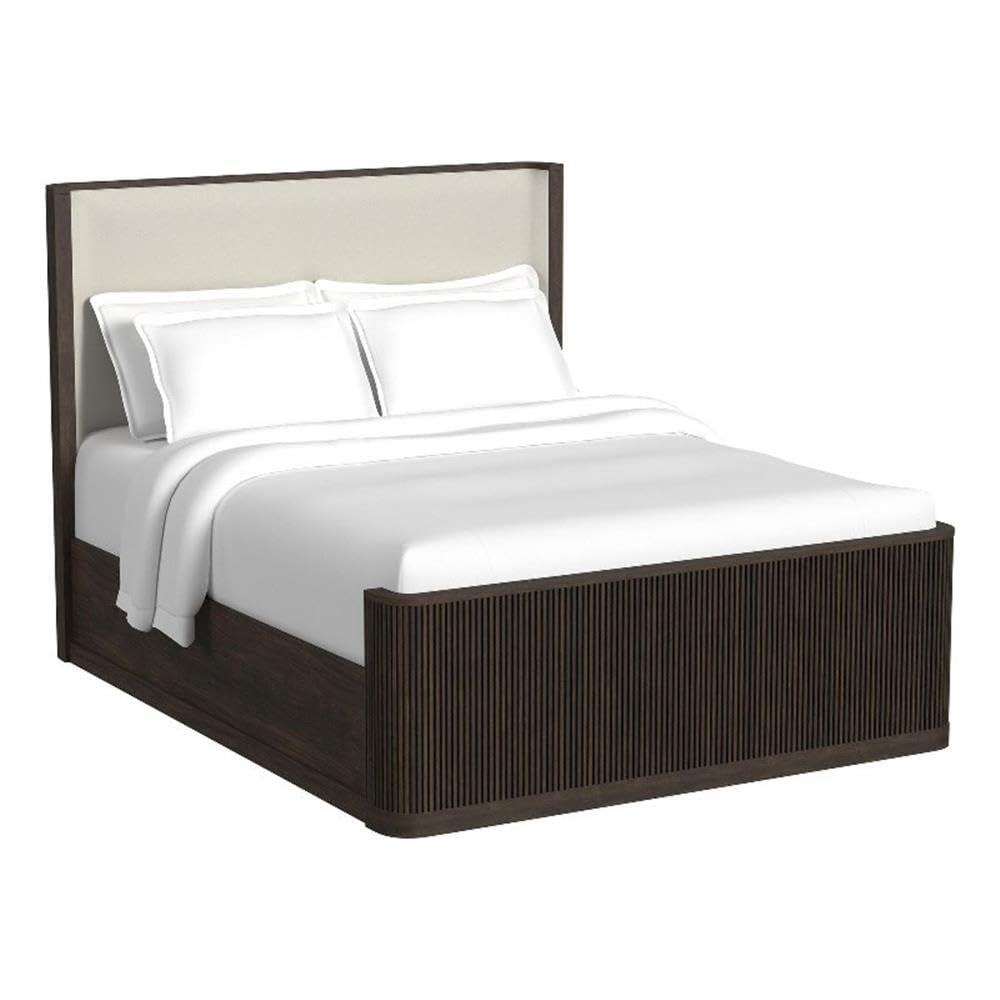 Condition photo showing New/Like New for picket house furnishings sutton queen uph bed with white fabric in dark brown