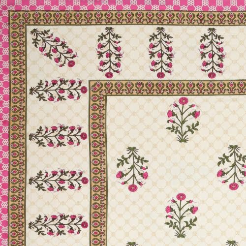 Image of 300 TC 100% Pure Cotton Bedsheet for Double Bed King Size (90x108) inch, Jaipuri Print Double Bedsheet with 2 Pillow Covers, Premium Printed Flat Bed Sheet