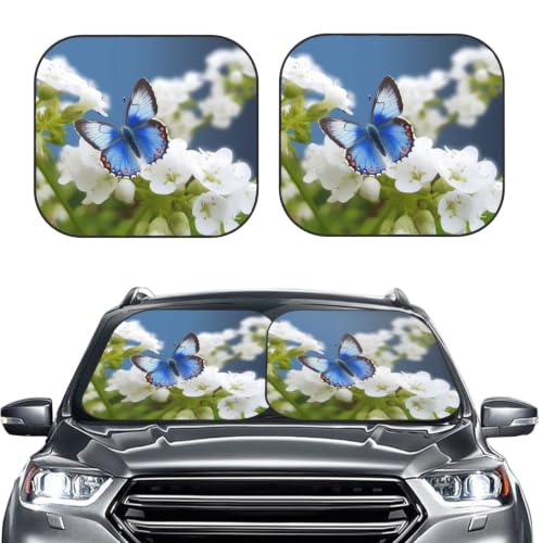 Pare-soleil voiture anti chaleur pare-brise pliable 2 pièces bleu M