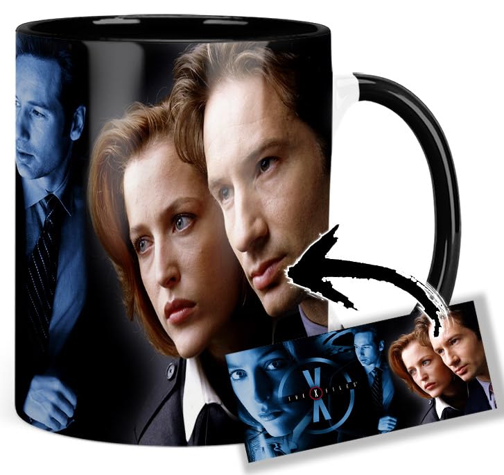 MasTazas The X-Files David Duchovny Gillian Anderson B Tasse Ceramique Intérieure et Poignée Noire Mug
