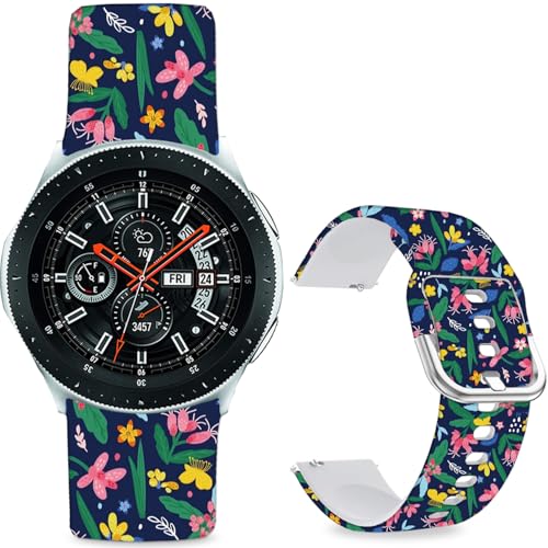 Sjiangqiao �p�^�[���v�����g�o���h Samsung Galaxy Watch 46mm/Watch 3 45mm/Gear S3 Frontier/Classic/Pebble Time/V �V���R�� 22mm�o���h�X�g���b�v �j�����p (�C�G��