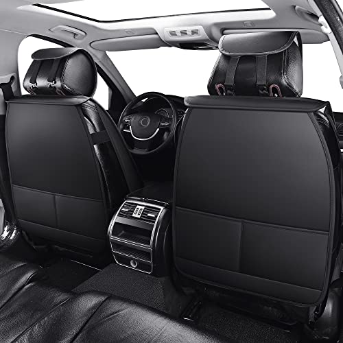 Udpomb 2 Stück Auto Vordersitzbezüge aus Leder in Schwarz&Rot mit Rhombus Motiv - Universelle Passform für Meisten Autos - Airbag kompatibel - Verschleißfestes Kunstleder - Einfache Installation