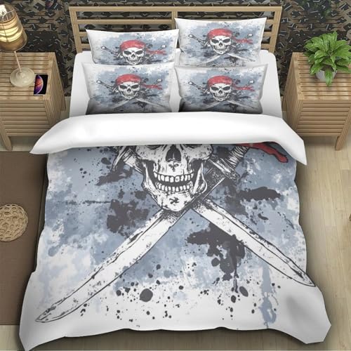 Housse de couette pirate garçon 140x200 lit simple microfibre 3D - 5