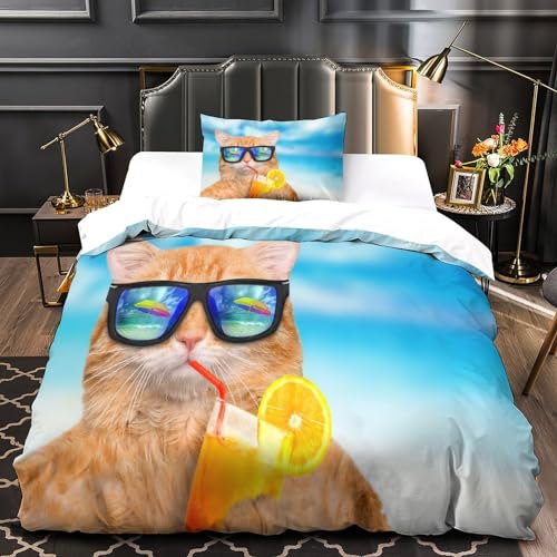 Funda nórdica gatto 3D para cama individual de microfibra con fundas de almohada 4