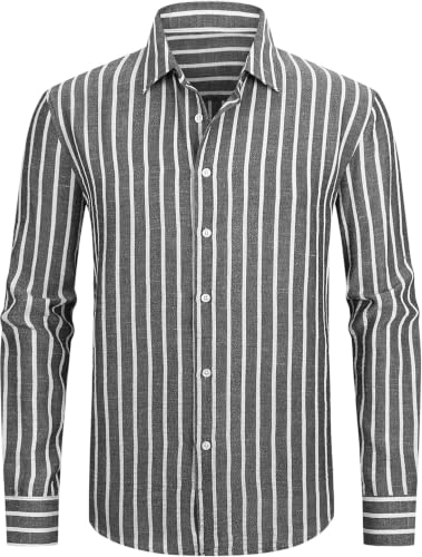 Image of Zombom Men's Regular Fit Vertical Striped Casual Shirt | Full Sleeve Cotton Blend Shirt for Men | Slim Fit Stylish Party