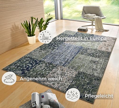 Tapis patchwork à poils courts HANSE Home Kirie vert moderne