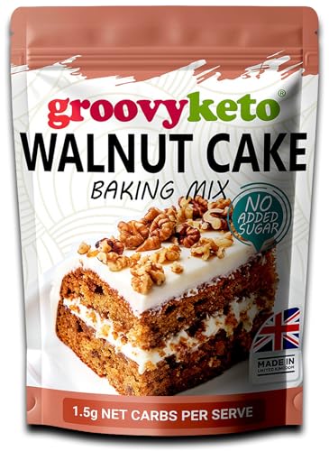 Groovy Keto Walnut Cake Cupcake Mix | Low Carb | Keto Friendly | Sugar Free | Only 1.5g Net Carbs Per slice | Keto Baking Mix, Diabetic Friendly - 280g Pouch