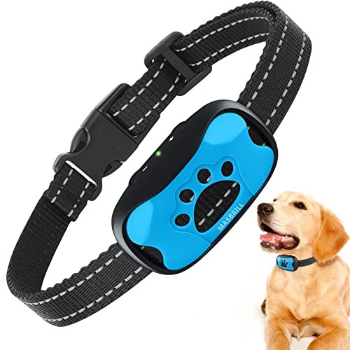 Collier Anti Aboiement pour Petit Moyen Grand Chien, 7 Niveaux Sensibilité et 2 Modes Vibration/Son Aide au Dressage Inoffensif Automatique, Réglable Collier Anti-aboiement Chiens-Bleu Cover