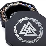 DND Dice Tray - Premium 8 Inch Dice Tray Dungeons and Dragons - Beautiful Silver Valknut and Dragon